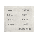 Pompa Submersibilă 4SKM‑200, 1500 W, Bobinaj Cupru, Debit 3 m³/h Tengtian - imagine 2